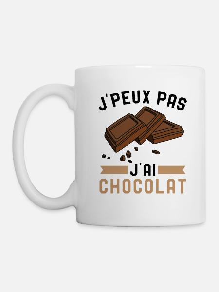 Je Peux Pas J'Ai Chocolat Humour Chocolatine - Mug blanc - blanc
