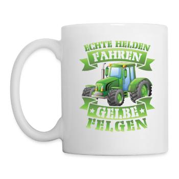 Echte helden fahren gelbe felgen - Tasse - Weiß - Links