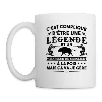 Une légende et un chasseur de sanglier Humour - Mug blanc - blanc - Gauche