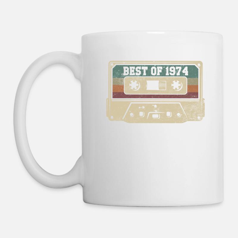 Vintage 1974 Cadeau Anniversaire Rétro Cassette - Mug blanc - blanc