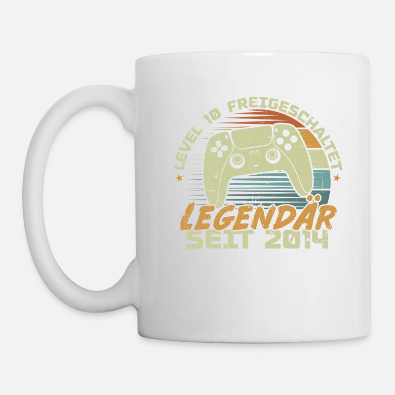Level 10 freigeschaltet 2014, Geburtstagsgeschenk - Tasse - Weiß