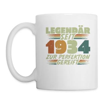 Legendär seit 1934 Jahrgang Geburtstag Geschenk - Tasse - Weiß - Links