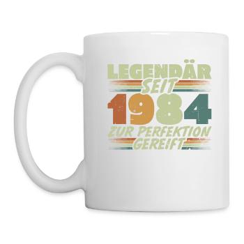 Legendär seit 1984 Jahrgang Geburtstag Geschenk - Tasse - Weiß - Links