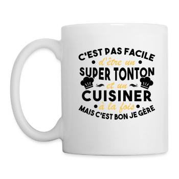 Super Tonton et un Cuisinier Cadeau Humour - Mug blanc - blanc - Gauche