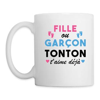 Fille ou Garçon Annonce Bébé Tonton T'aime Déjà - Mug blanc - blanc - Gauche