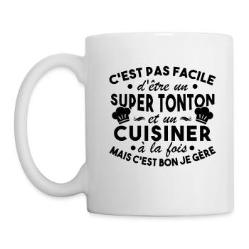 Super Tonton et un Cuisinier Cadeau Humour - Mug blanc - blanc - Gauche