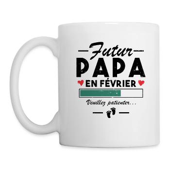 Homme Papa Bébé Futur Papa En fevrier - Mug blanc - blanc - Gauche