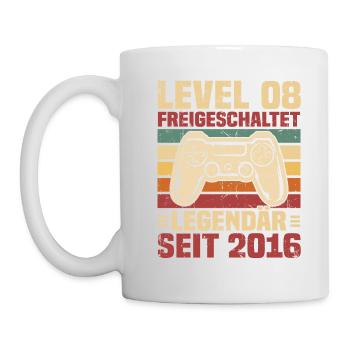 Level 08 freigeschaltet legendär seit 2016 - Tasse - Weiß - Links