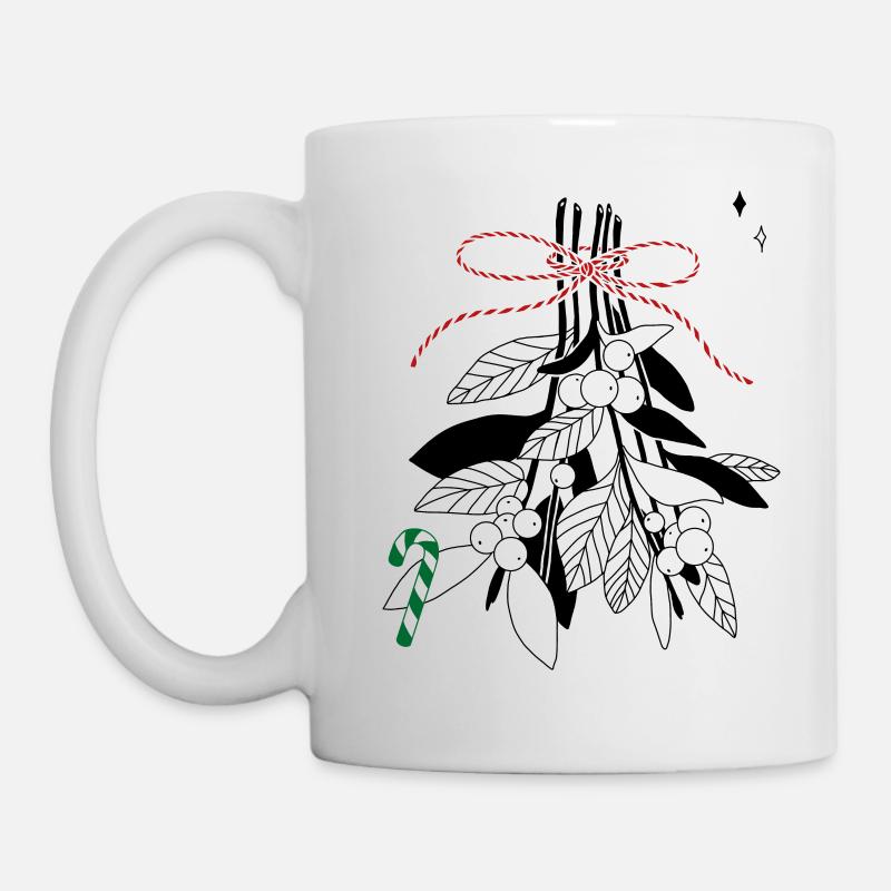 Zweige mit Schneebeeren - Tasse - Weiß