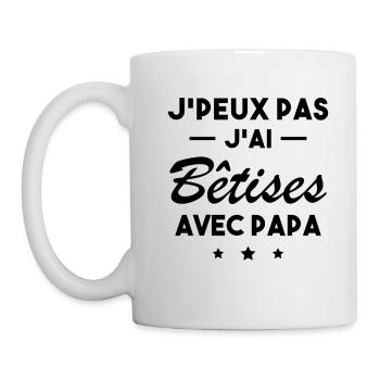 je peux pas j'ai bêtise avec papa - humour enfant - Mug blanc - blanc - Gauche