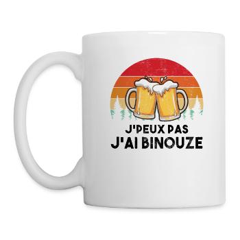 J'Peux Pas J'Ai Binouze Vintage Bière Apéro - Mug blanc - blanc - Gauche