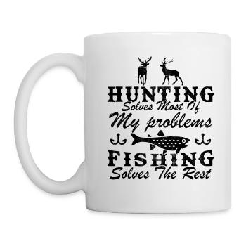 Drôle De Chasse Et De Pêche Cadeau Humour Chasseur - Mug blanc - blanc - Gauche