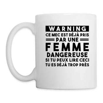 Cadeau Humour couple homme, Femme jalouse danger - Mug blanc - blanc - Gauche