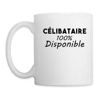 Célibataire 100% disponible Cadeau Drôle Valentin - Mug blanc - blanc - Gauche
