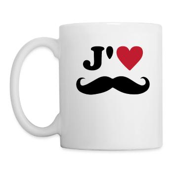 I love mustache Valentine's Day Husband Dad Love - Mug - white - Left