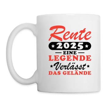 Rente 2025 - Eine Legende Verlässt Das Gelände - Tasse - Weiß - Links