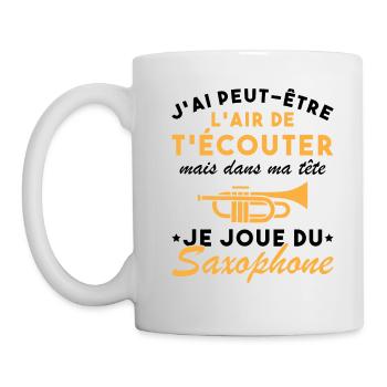 Dans Ma Tête Je Joue Du Saxophone Musicien Drôle - Mug blanc - blanc - Gauche