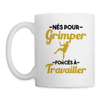 Né Pour Grimper Escaladeur Humour Cadeau - Mug blanc - blanc - Gauche