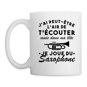 Dans Ma Tête Je Joue Du Saxophone Musicien Drôle - Mug blanc - blanc - Gauche