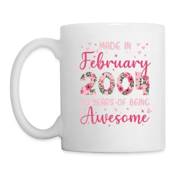Février 2004 Cadeau Anniversaire 20 Ans Pour Femme - Mug blanc - blanc - Gauche