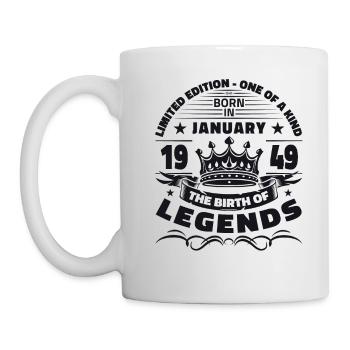 75th Birthday January Vintage Legendary Since 1949 - Mug - white - Left
