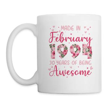 Februar 1994 Geschenk zum 30-jährigen Jubiläum für Ehefrau - Tasse - Weiß - Links
