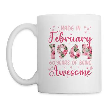 Février 1964 Cadeau Anniversaire 60 Ans Pour Femme - Mug blanc - blanc - Gauche
