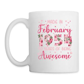 February 1954 70th Anniversary Gift for Wife - Mug - white - Left