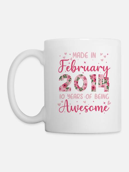 Februar 2014 Geschenk zum 10-jährigen Jubiläum für Frauen - Tasse - Weiß