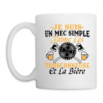 Kettensäge Bier Humor Mann Holzfäller Lustig - Tasse - Weiß - Links