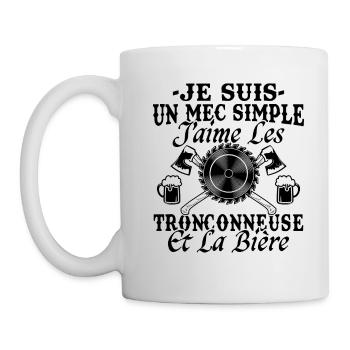Kettensäge Bier Humor Mann Holzfäller Lustig - Tasse - Weiß - Links