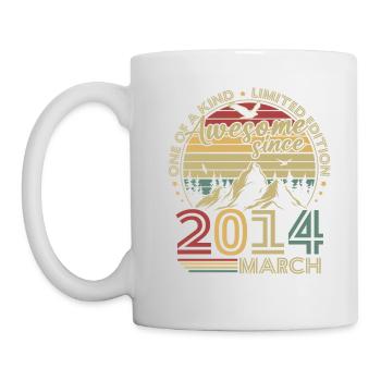 Vintage Mars 2014 Rétro Cadeau Anniversaire - Mug blanc - blanc - Gauche