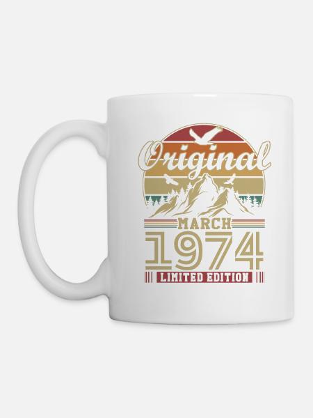 Original März 1974 Jahrgang Jubiläum 1974 - Tasse - Weiß