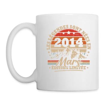 Vintage Cadeau Anniversaire Nées En Mars 2014 - Mug blanc - blanc - Gauche
