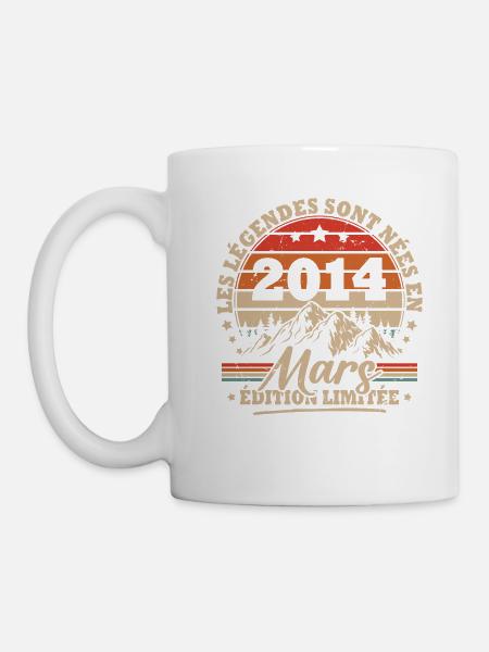 Vintage-Geburtstagsgeschenk Geboren im März 2014 - Tasse - Weiß