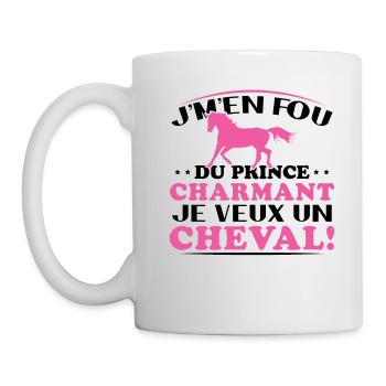 Ich kümmere mich nicht um den Märchenprinzen, ich will ein Pferd - Tasse - Weiß - Links