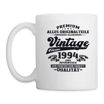 30. Geburtstag Vintage Februar Jahrgang 1994 - Tasse - Weiß - Links