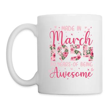 March 1954 70th Anniversary Gift for Wife - Mug - white - Left