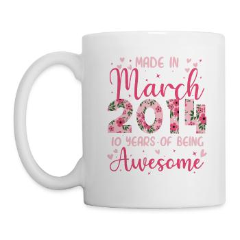 März 2014 Geschenk zum 10-jährigen Jubiläum für Mädchen - Tasse - Weiß - Links