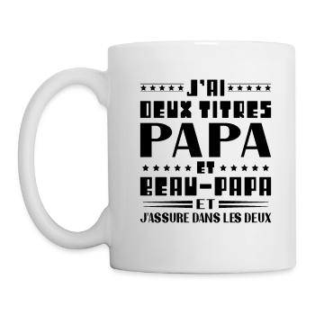 J'ai deux titres Papa et Beau papa - Mug blanc - blanc - Gauche