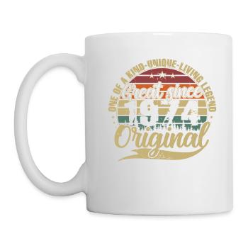 Grand depuis 1974 cadeau d’anniversaire Vintage - Mug blanc - blanc - Gauche