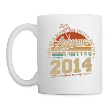 Jahrgang 2014 Vintage Geburtstag Geschenk Retro - Tasse - Weiß - Links