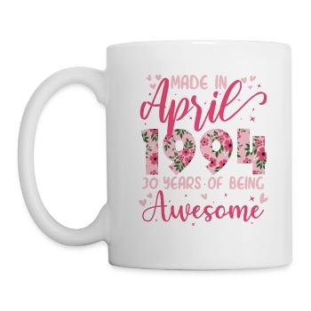 April 1994 Geschenk zum 30-jährigen Jubiläum für Ehefrau - Tasse - Weiß - Links