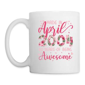Avril 2004 Cadeau Anniversaire 20 Ans Pour Filles - Mug blanc - blanc - Gauche