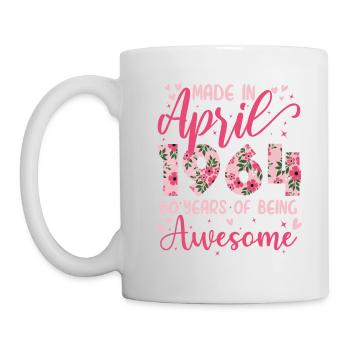 Avril 1964 Cadeau Anniversaire 60 Ans Pour Femme - Mug blanc - blanc - Gauche