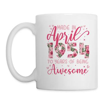 Avril 1954 Cadeau Anniversaire 70 Ans Pour Femme - Mug blanc - blanc - Gauche