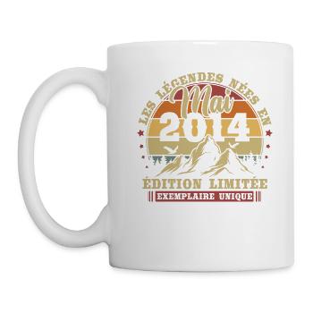 Vintage Mai 2014 Rétro Cadeau D'anniversaire - Mug blanc - blanc - Gauche