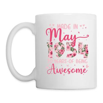 Mai 1954 Cadeau Anniversaire 70 Ans Pour Femme - Mug blanc - blanc - Gauche