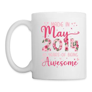 Mai 2014 Cadeau Anniversaire 10 Ans Pour Filles - Mug blanc - blanc - Gauche