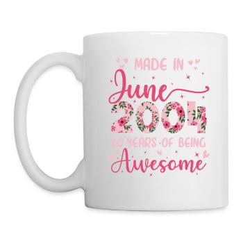 Juin 2004 Cadeau Anniversaire 20 Ans Pour Femme - Mug blanc - blanc - Gauche
